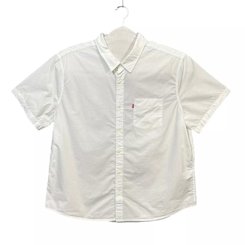 Levi's Men's Classic 1 Pocket Cotton Shirt Size 2XL White Short Sleeve Button Up
